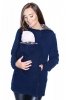 MijaCulture - Maternity Polar warm fleece Hoodie / Pullover for two / for Baby Carriers 3073A navy blue/ birds
